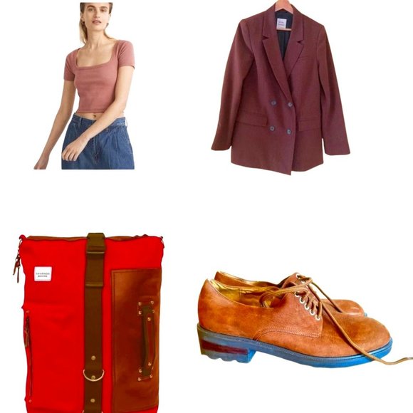 curated look | academia preppy | blazer + shoes + top + backpack | small women - Picture 1 of 1